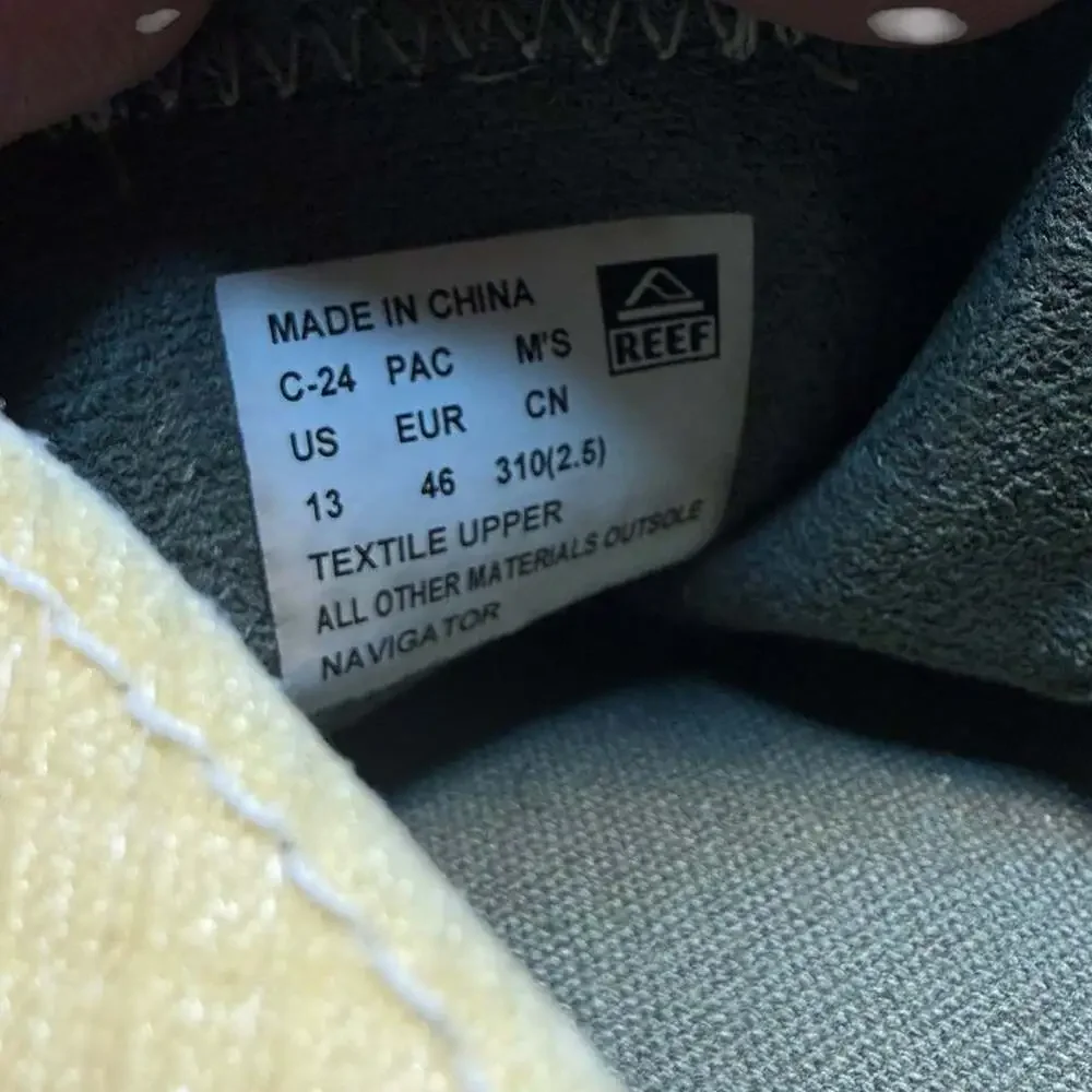 Reef Navigator Size 13 Yellow Grey Textile Sneakers